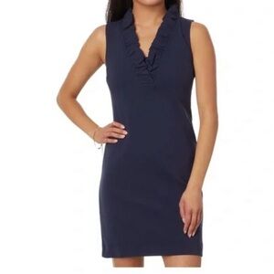 Lilly Pulitzer: Navy Sleeveless Ruffle Dress